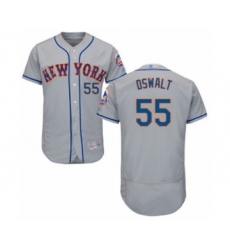 Men's New York Mets #55 Corey Oswalt Grey Road Flex Base Authentic Collection Baseball Player Jersey