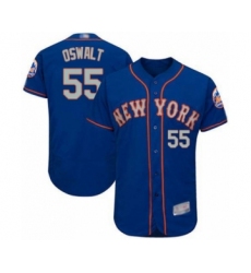 Men's New York Mets #55 Corey Oswalt Royal Gray Alternate Flex Base Authentic Collection Baseball Player Jersey