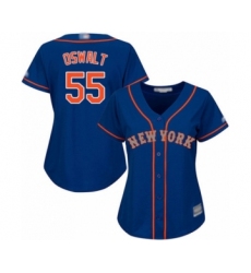 Women's New York Mets #55 Corey Oswalt Authentic Royal Blue Alternate Road Cool Base Baseball Player Jersey