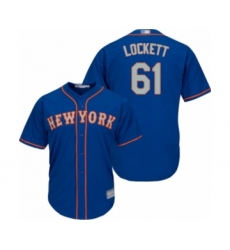 Youth New York Mets #61 Walker Lockett Authentic Royal Blue Alternate Road Cool Base Baseball Player Jersey