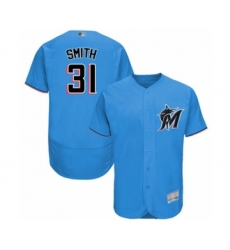 Men's Miami Marlins #31 Caleb Smith Blue Alternate Flex Base Authentic Collection Baseball Player Jersey