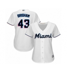 Women's Miami Marlins #43 Jeff Brigham Authentic White Home Cool Base Baseball Player Jersey