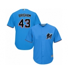 Youth Miami Marlins #43 Jeff Brigham Authentic Blue Alternate 1 Cool Base Baseball Player Jersey