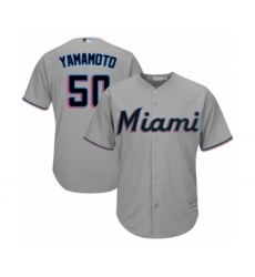 Youth Miami Marlins #50 Jordan Yamamoto Authentic Grey Road Cool Base Baseball Player Jersey
