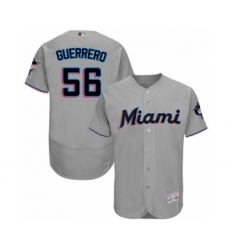 Men's Miami Marlins #56 Tayron Guerrero Grey Road Flex Base Authentic Collection Baseball Player Jersey