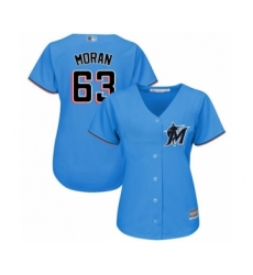 Women's Miami Marlins #63 Brian Moran Authentic Blue Alternate 1 Cool Base Baseball Player Jersey