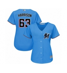 Women's Miami Marlins #63 Monte Harrison Authentic Blue Alternate 1 Cool Base Baseball Player Jersey