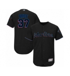 Men's Miami Marlins #37 Austin Brice Black Alternate Flex Base Authentic Collection Baseball Player Jersey