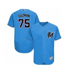 Men's Miami Marlins #75 Jorge Guzman Blue Alternate Flex Base Authentic Collection Baseball Player Jersey