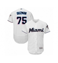 Men's Miami Marlins #75 Jorge Guzman White Home Flex Base Authentic Collection Baseball Player Jersey