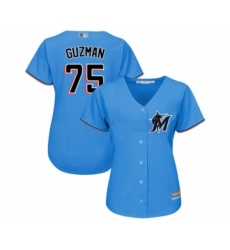 Women's Miami Marlins #75 Jorge Guzman Authentic Blue Alternate 1 Cool Base Baseball Player Jersey