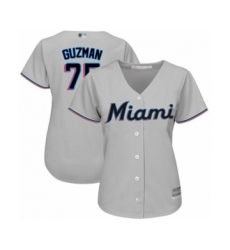 Women's Miami Marlins #75 Jorge Guzman Authentic Grey Road Cool Base Baseball Player Jersey