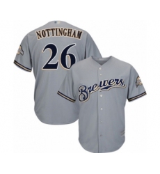 Youth Milwaukee Brewers #26 Jacob Nottingham Authentic Grey Road Cool Base Baseball Player Jersey