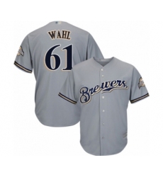 Youth Milwaukee Brewers #61 Bobby Wahl Authentic Grey Road Cool Base Baseball Player Jersey