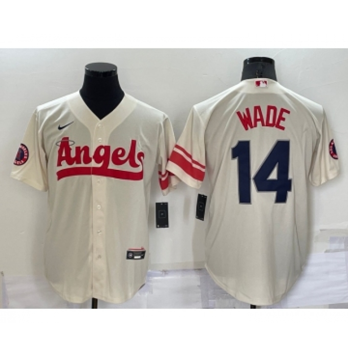 Men's Los Angeles Angels #14 Tyler Wade Cream 2022 City Connect Cool Base Stitched Jersey