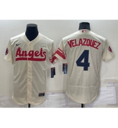 Men's Los Angeles Angels #4 Andrew Velazquez Cream 2022 City Connect Flex Base Stitched Jersey