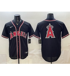Men's Los Angeles Angels Team Big Logo 2026 Fashion Replica Black Out Stitched Baseball Jersey
