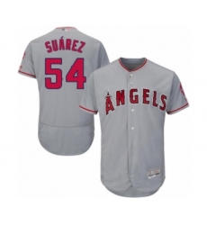 Men's Los Angeles Angels of Anaheim #54 Jose Suarez Grey Road Flex Base Authentic Collection Baseball Player Jersey