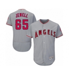 Men's Los Angeles Angels of Anaheim #65 Jake Jewell Grey Road Flex Base Authentic Collection Baseball Player Jersey