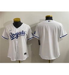 Women's Kansas City Royals Blank White Cool Base Stitched Jersey(Run Small)