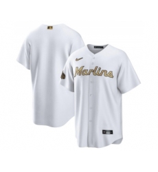 Men's Miami Marlins Blank White 2022 All-Star Cool Base Stitched Baseball Jersey