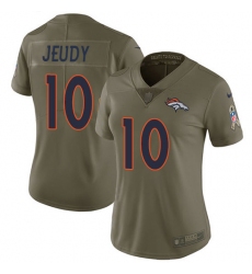 Women's Denver Broncos #10 Jerry Jeudy Olive Stitched Limited 2017 Salute To Service Jersey