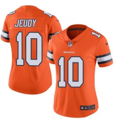 Women's Denver Broncos #10 Jerry Jeudy Orange Stitched Limited Rush Jersey