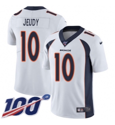 Youth Denver Broncos #10 Jerry Jeudy White Stitched 100th Season Vapor Untouchable Limited Jersey