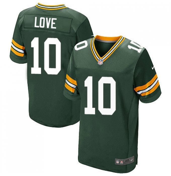 Men's Green Bay Packers #10 Jordan Love Green Team Color Stitched NFL Vapor Untouchable Elite Jersey
