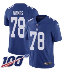 Men's New York Giants #78 Andrew Thomas Royal Blue Team Color Stitched NFL 100th Season Vapor Untouchable Limited Jersey