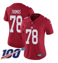 Women's New York Giants #78 Andrew Thomas Red Alternate Stitched NFL 100th Season Vapor Untouchable Limited Jersey