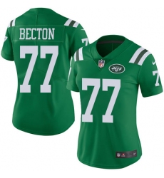 Women's New York Jets #77 Mekhi Becton Green Stitched Limited Rush Jersey