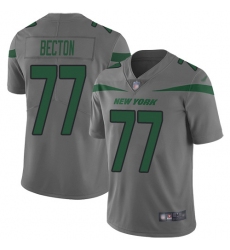 Youth New York Jets #77 Mekhi Becton Gray Stitched Limited Inverted Legend Jersey