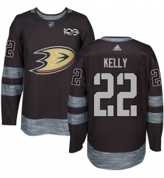 Men's Adidas Anaheim Ducks #22 Chris Kelly Authentic Black 1917-2017 100th Anniversary NHL Jersey