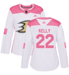 Women's Adidas Anaheim Ducks #22 Chris Kelly Authentic White Pink Fashion NHL Jersey