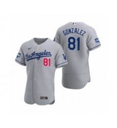 Men's Los Angeles Dodgers #81 Victor Gonzalez Gray 2020 World Series Champions Authentic Jerseys