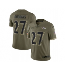 Men's Baltimore Ravens #27 J.K. Dobbins 2022 Olive Salute To Service Limited Stitched Jersey