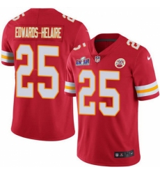 Men's Kansas City Chiefs #25 Clyde Edwards Helaire Red 2023 F U S E Vapor Untouchable Limited Stitched 2024 Super Bowl LVIII Jersey
