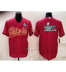 Men's Kansas City Chiefs Red With Super Bowl LVII Big Logo Cool Base Stitched Baseball Jersey