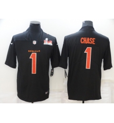 Men's Cincinnati Bengals #1 Ja'Marr Chase Nike Black Super Bowl LVI Bound Limited Fashion Jersey