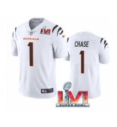 Men's Cincinnati Bengals #1 Ja'Marr Chase White 2022 Super Bowl LVI Vapor Limited Stitched Jersey Men's Cincinnati Bengals #1 Ja'Marr Chase White 2022 Super Bowl LVI Vapor Limited Stitched Jersey
