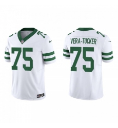 Men's Nike New York Jets #75 Alijah Vera-Tucker White 2023 F.U.S.E. Vapor Limited Throwback Stitched Football Jersey