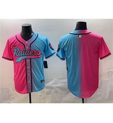 Men's Las Vegas Raiders Blank Pink Blue Limited Stitched Baseball Jersey