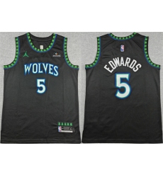 Men's Minnesota Timberwolves #5 Anthony Edwards Black 2026 Statement Edition Stitched Basketball Jersey