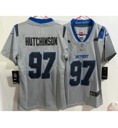 Women's Detroit Lions #97 Aidan Hutchinson Grey 2026 Vapor Rivalries Collection Limited Stitched Jersey
