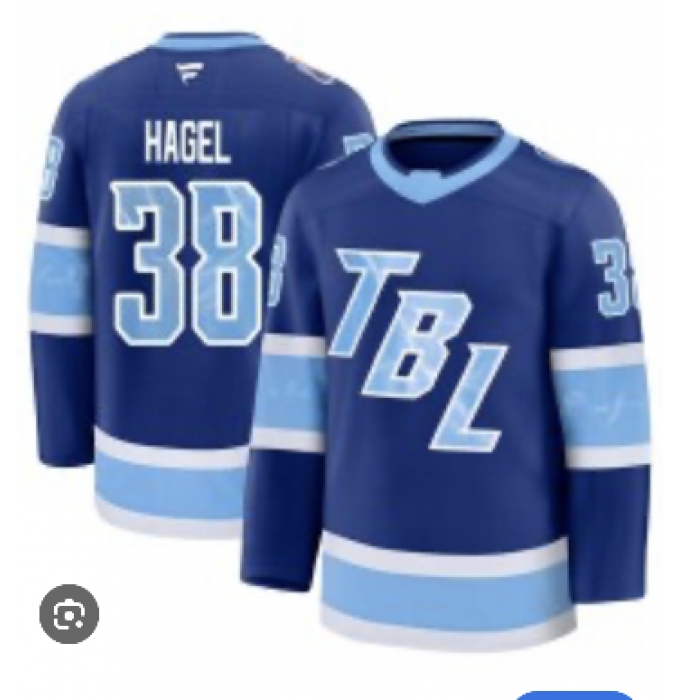 Men's Tampa Bay Lightning #38 Brandon Hagel Blue 2026 Stadium Series Stitched Jersey