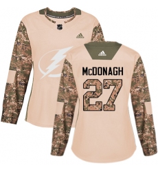 Women's Adidas Tampa Bay Lightning #27 Ryan McDonagh Authentic Camo Veterans Day Practice NHL Jersey