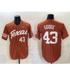 Men's Texas Longhorns #43 Leighann Goode Orange Pinstripe 2025 Softball National Champions & SEC Stitched Jersey