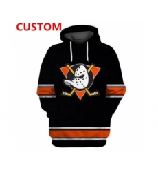 Men's Anaheim Ducks Black Custom All Stitched Hooded Sweatshirt