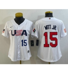 Women's USA Baseball #28 Nolan Arenado 2023 White World Classic Replica Stitched Jerseys